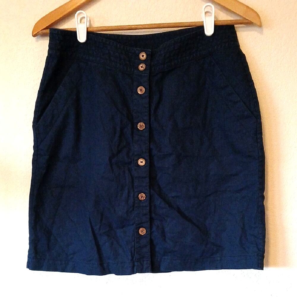 Patagonia Summer Skirt Navy Blue Hemp Cotton Blend Size 4